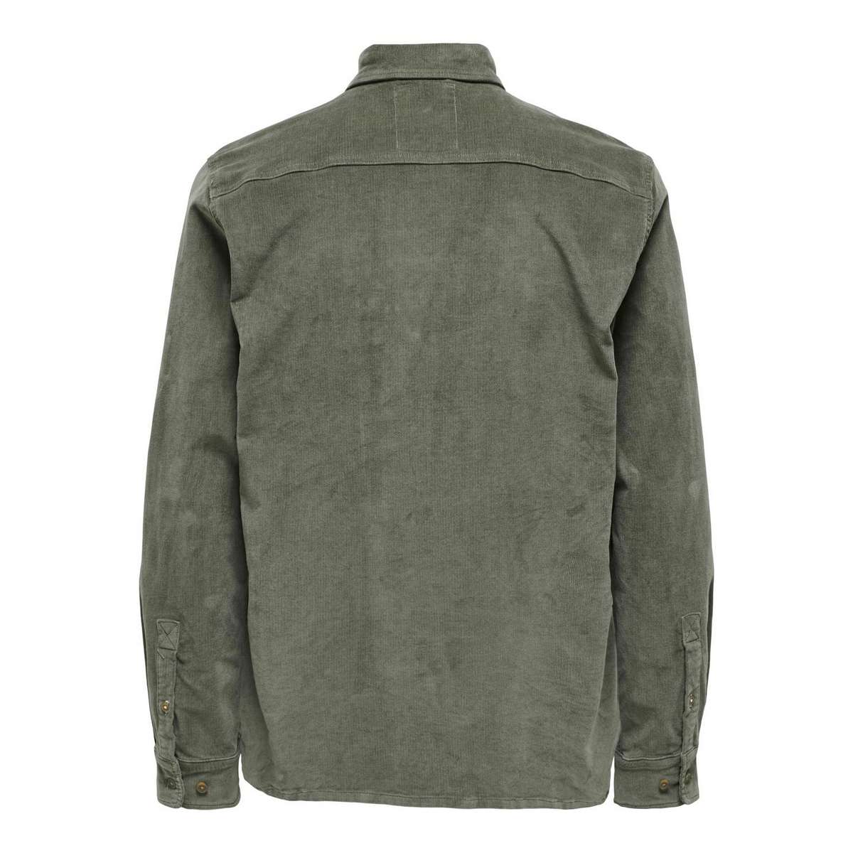 ONLY & SONS MICHAEL MEN΄S REGULAR FIT COTTON CORD STRETCH LS SHIRT CASTOR GRAY/DARK GREY