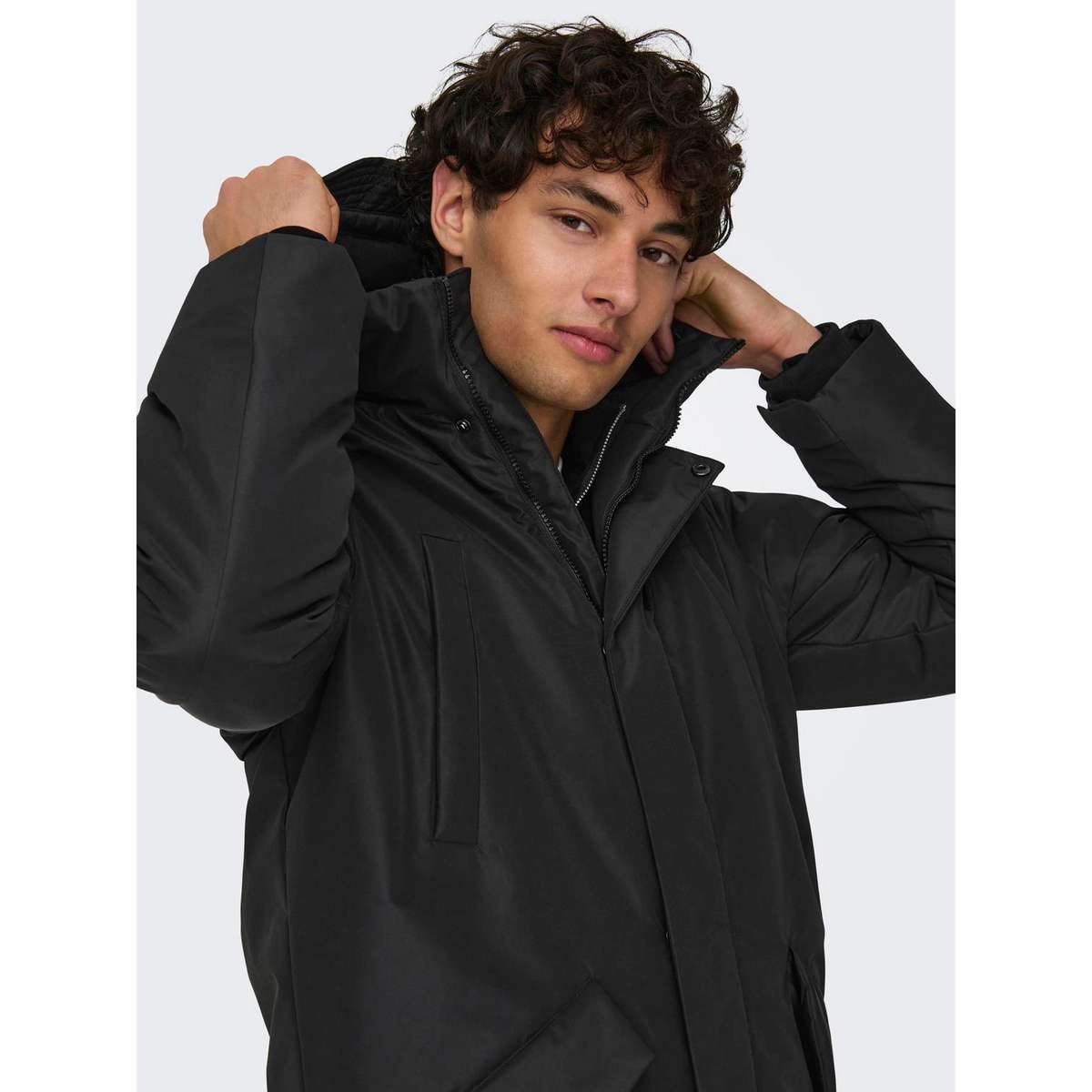 ONLY & SONS MEN΄S REGULAR FIT POLYESTER PARKA BLACK