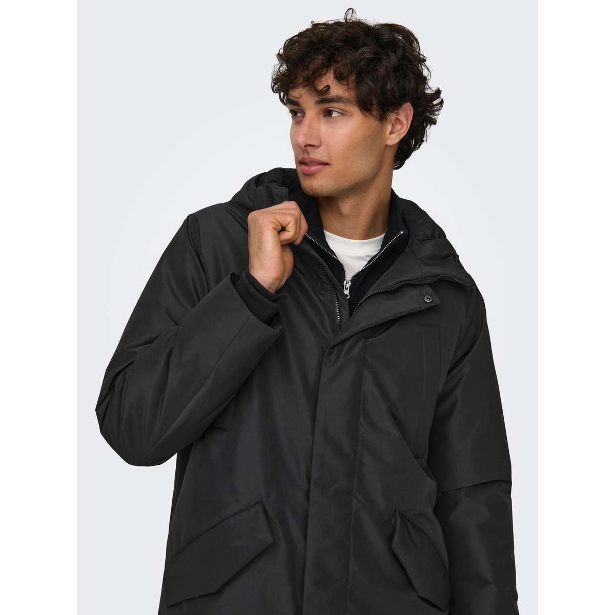 ONLY & SONS MEN΄S REGULAR FIT POLYESTER PARKA BLACK