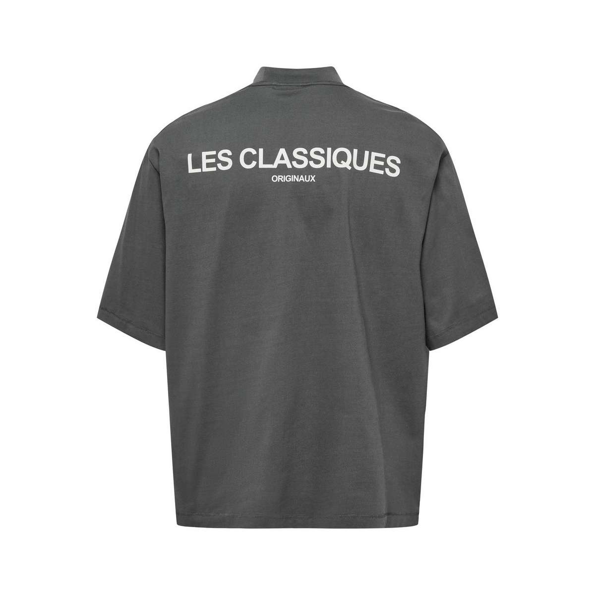 ONLY & SONS CLASSIQUES MEN΄S LOOSE FIT COTTON MOCK NECK SS TEE 22030598 DARΚ GREY / MAGNET