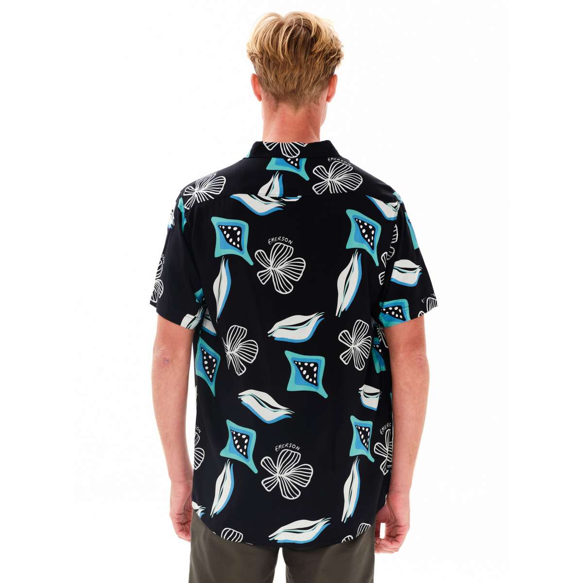 EMERSON MEN΄S REGULAR FIT VISKOSE ΚΟΝΤΟΜΑΝΙΚΟ ΠΟΥΚΑΜΙΣΟ ΜΕ ΜΟΤΙΒΟ 241.EM61.03 PR430 BLACK - Μαύρο - XXL