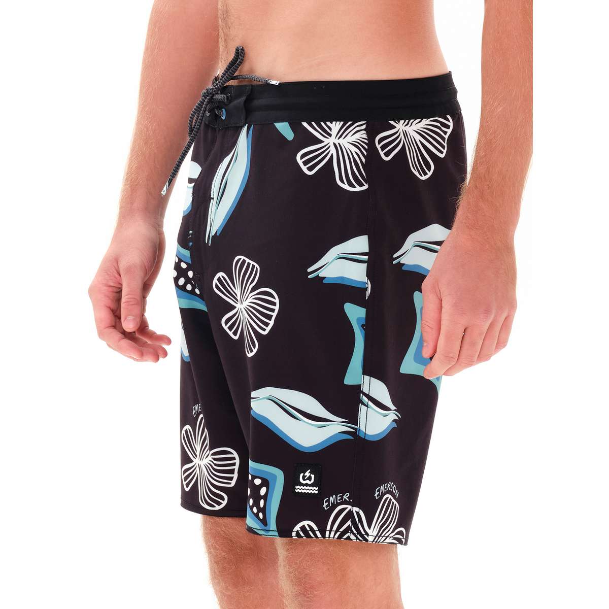 EMERSON MEN΄S REGULAR FIT POLYESTER BOARDSHORTS 49cm BLACK - Μαύρο - L