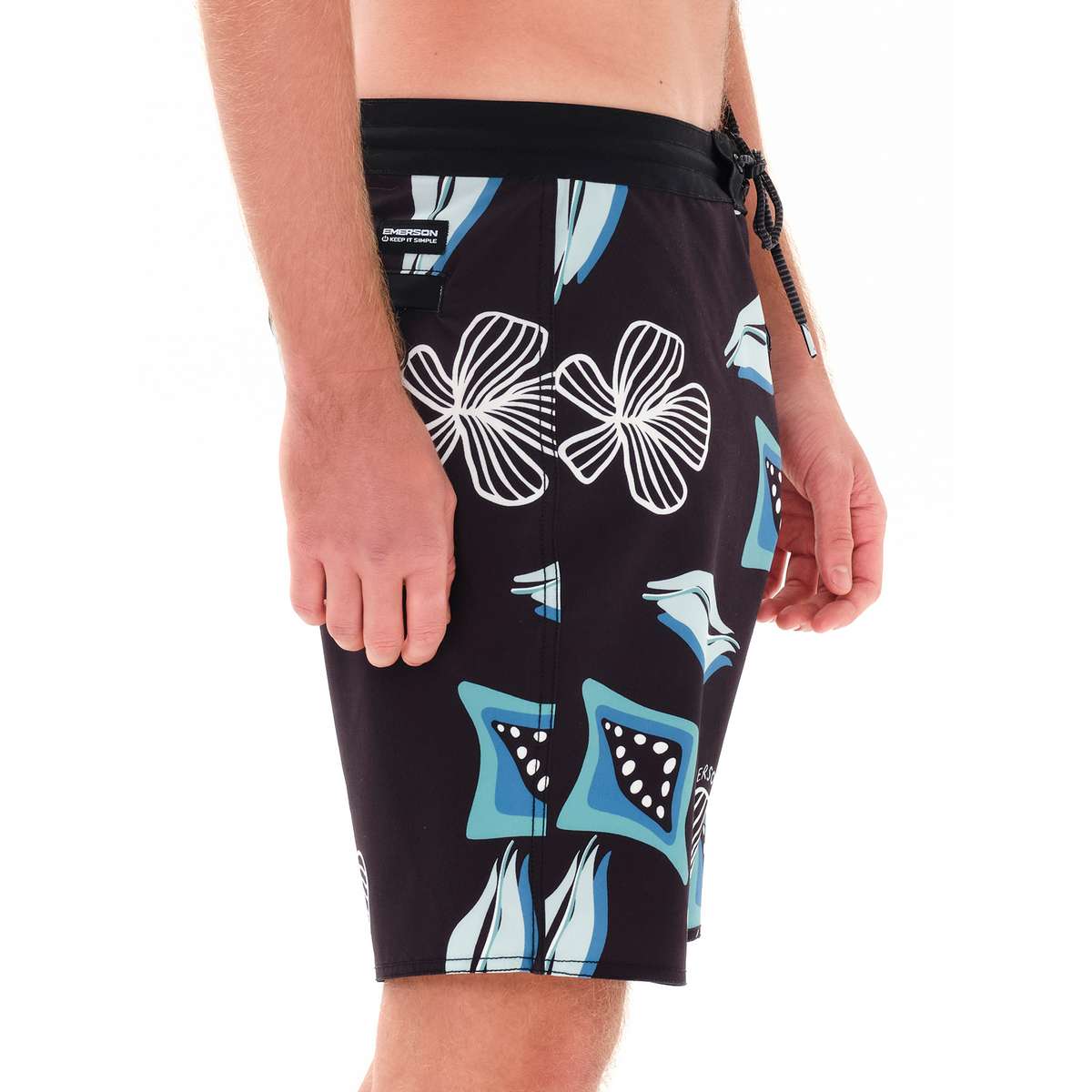 EMERSON MEN΄S REGULAR FIT POLYESTER BOARDSHORTS 49cm BLACK - Μαύρο - L