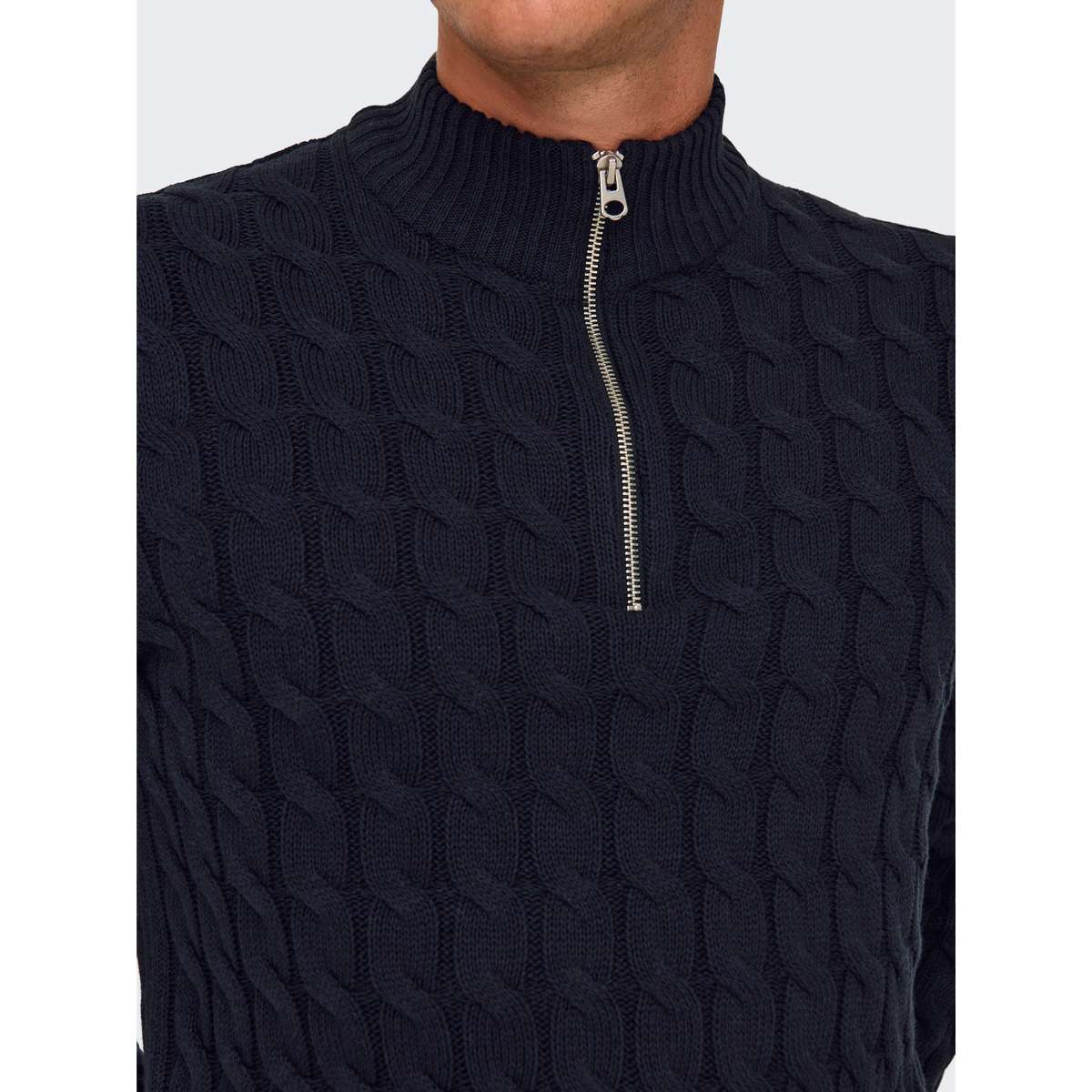 ONLY & SONS MEN΄S REGULAR FIT COTTON KICKER LIFE HALF ZIP KNIT 22031012 DARK NAVY