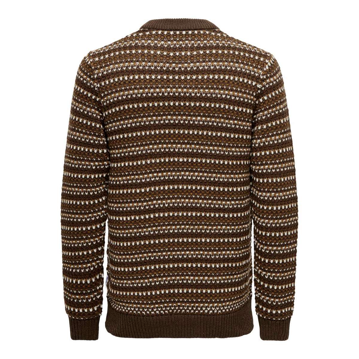 ONLY AND SONS MEN΄S REGULAR FIT COTTON MUSA STRUC CREW KNIT 22027268 HOT FUDGE / BROWN