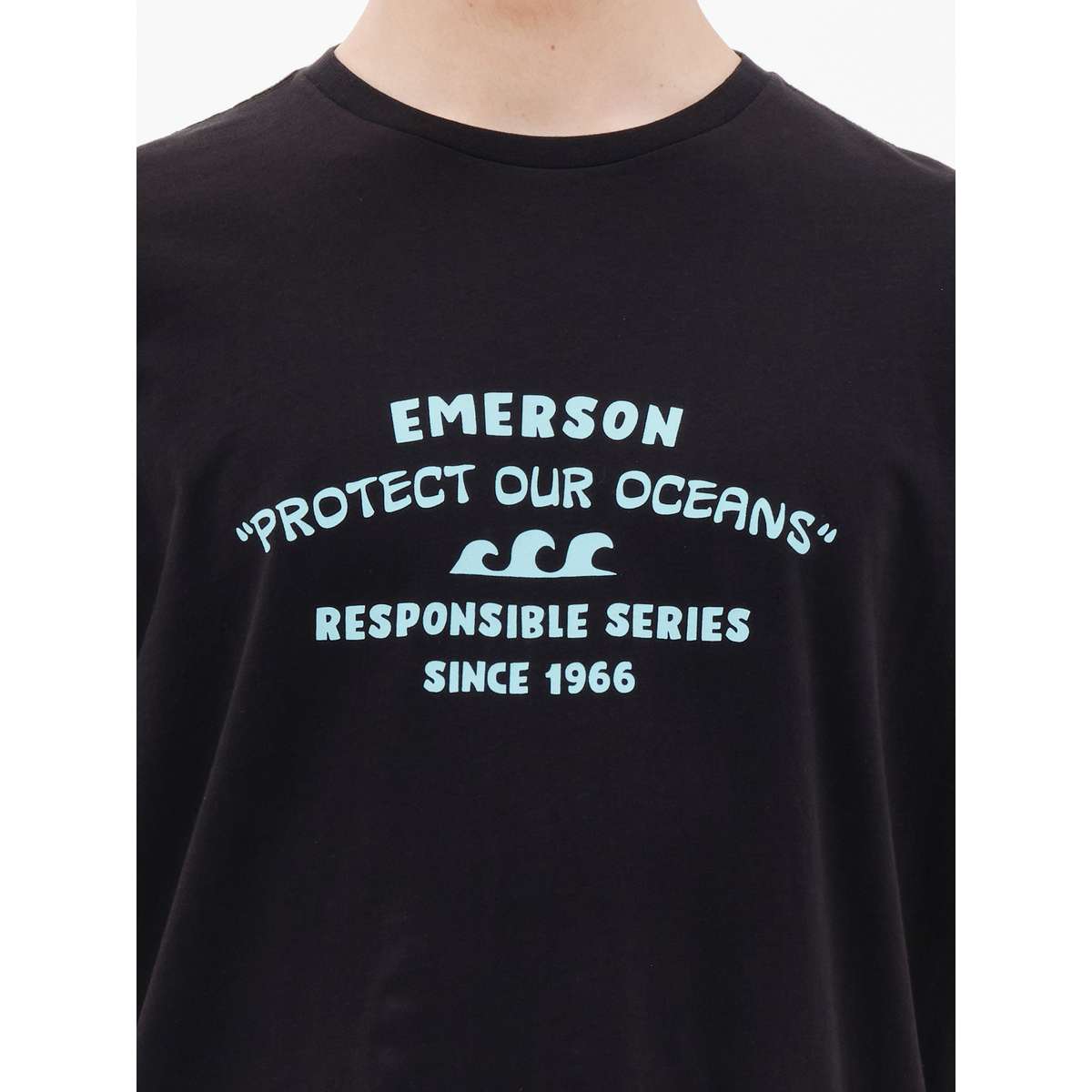 EMERSON MEN΄S REGULAR FIT COTTON ΄PROTECT OUR OCEANS΄ T-SHIRT 221.EM33.19-BLACK