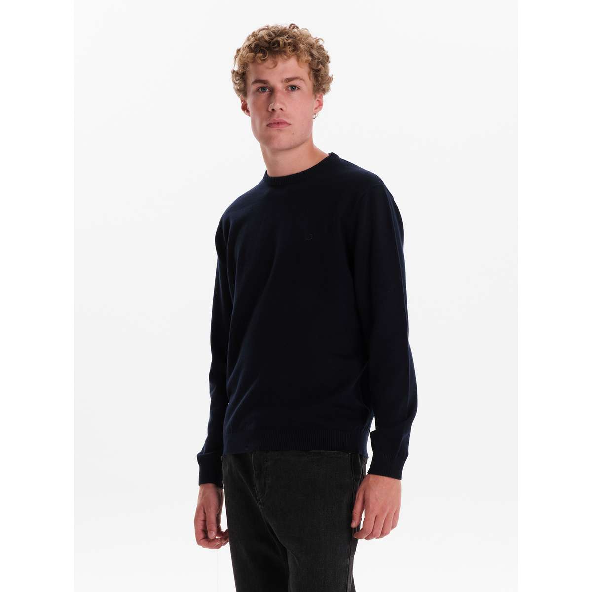 EMERSON MEN’S REGULAR FIT COTTON KNIT SWEATER 242.EM70.90 NAVY BLUE - Μπλε - M