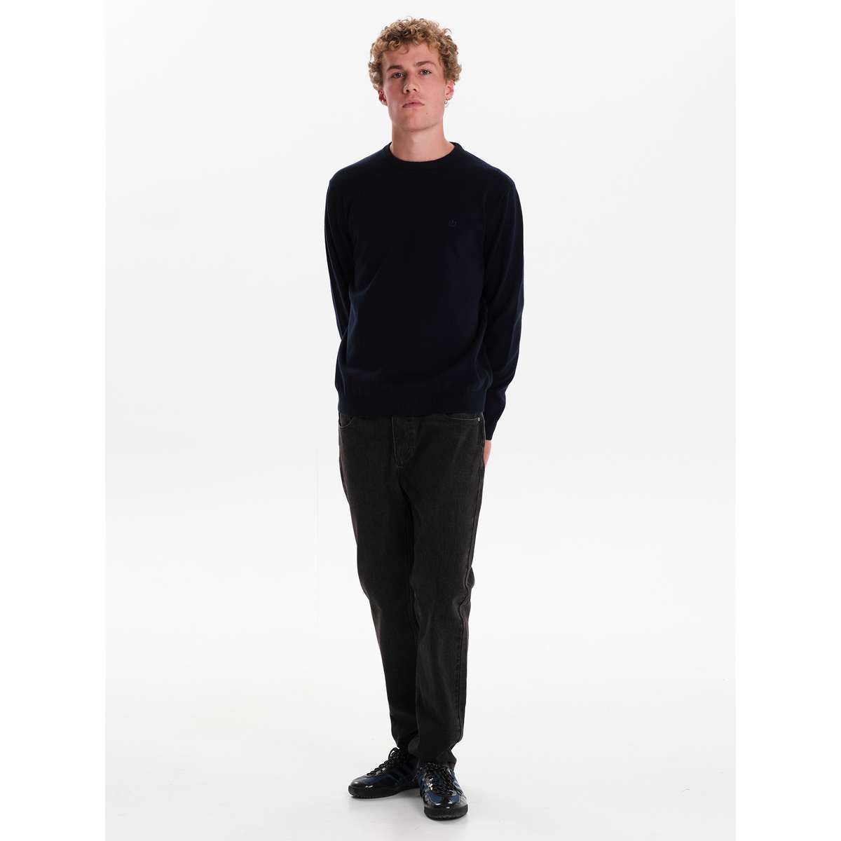 EMERSON MEN’S REGULAR FIT COTTON KNIT SWEATER 242.EM70.90 NAVY BLUE - Μπλε - M