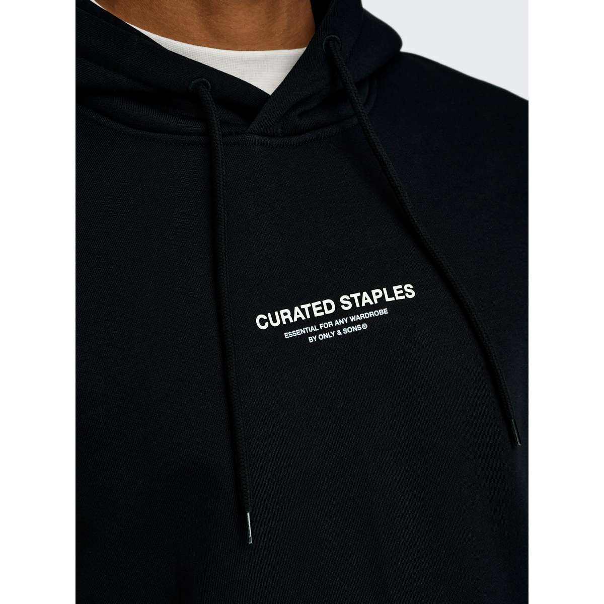 ONLY & SONS CURATED MEN΄S REGULAR FIT COTTON HOODIE SWEAT 22030921 BLACK
