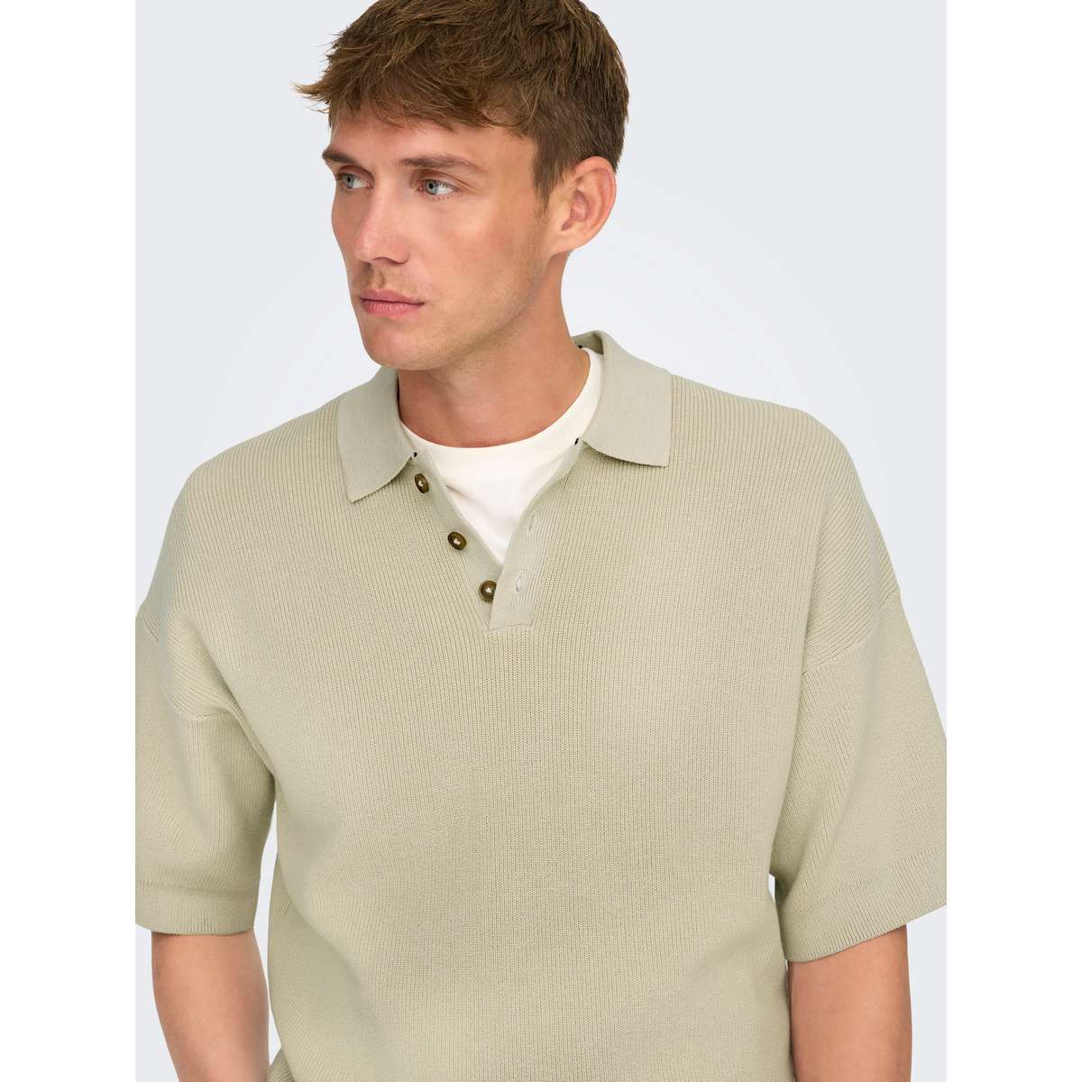 ONLY & SONS MEN΄S DROP FIT COTTON POLO SHIRT 22031757 SILVER LINING