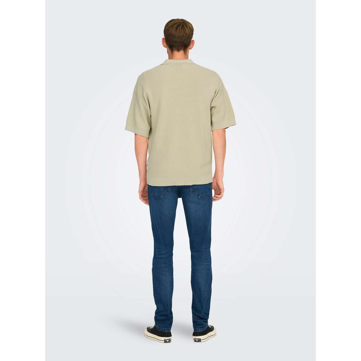 ONLY & SONS MEN΄S DROP FIT COTTON POLO SHIRT 22031757 SILVER LINING