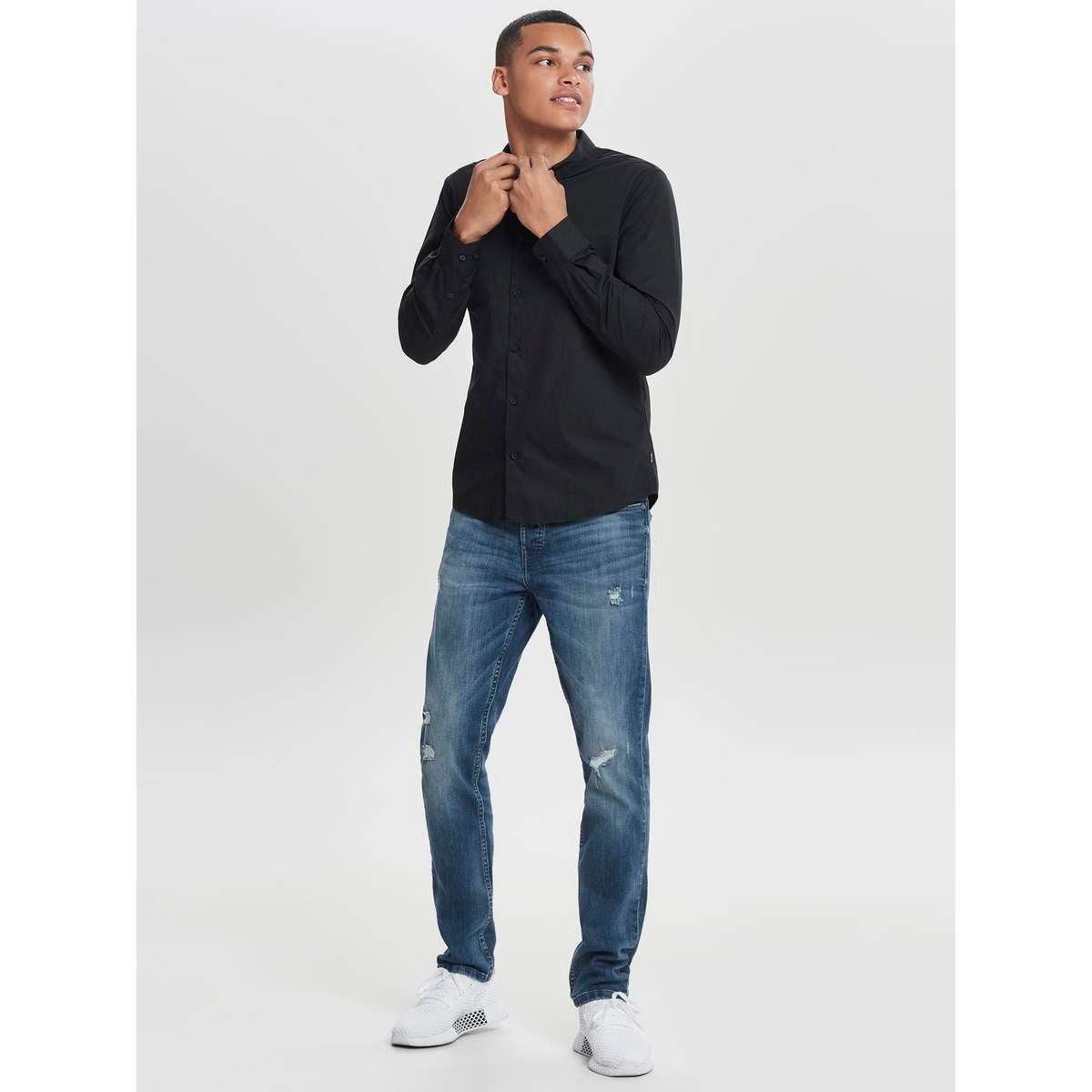 ONLY & SONS MEN΄S SLIM FIT COTTON POPLIN SHIRT 22010862 BLACK