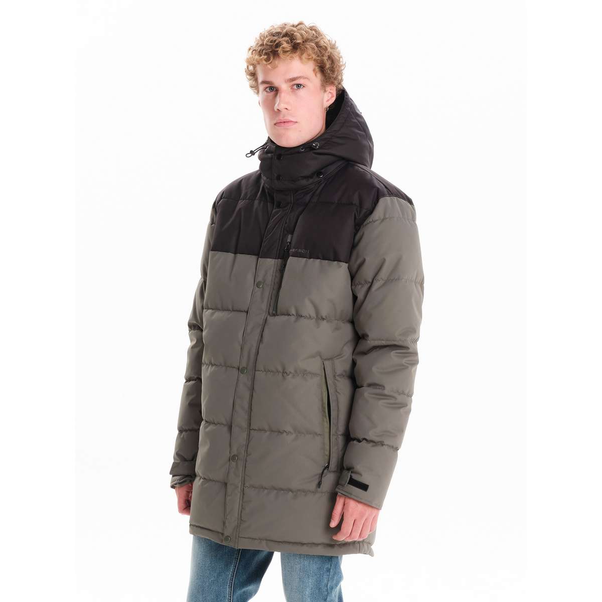 EMERSON MEN΄S REGULAR FIT POLYESTER HOODED PUFFER JACKET 242.EM10.68 OLIVE/BLACK