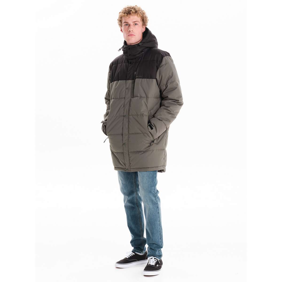 EMERSON MEN΄S REGULAR FIT POLYESTER HOODED PUFFER JACKET 242.EM10.68 OLIVE/BLACK