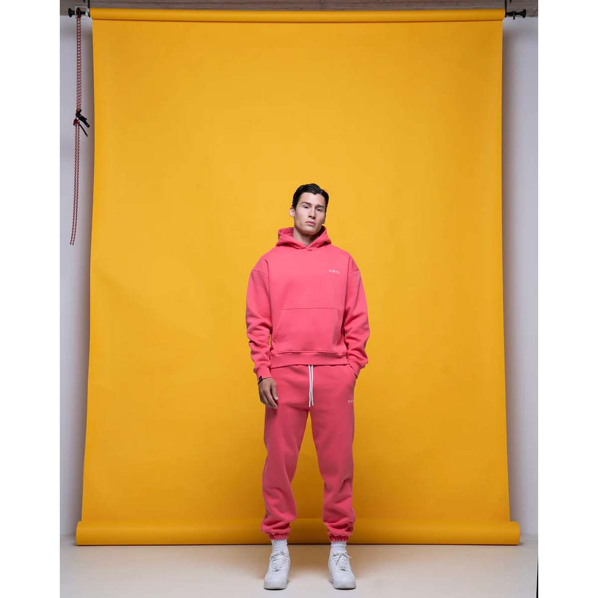 VINYL ART CLOTHING MEN΄S REGULAR FIT COTTON NEEDLECRAFT LOGO SWEATPANTS PINK