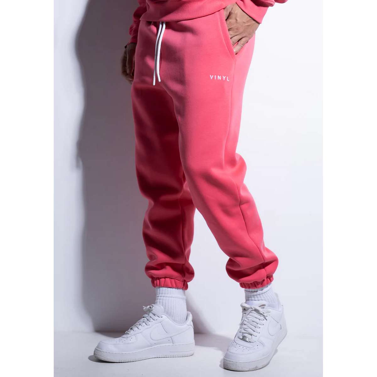 VINYL ART CLOTHING MEN΄S REGULAR FIT COTTON NEEDLECRAFT LOGO SWEATPANTS PINK